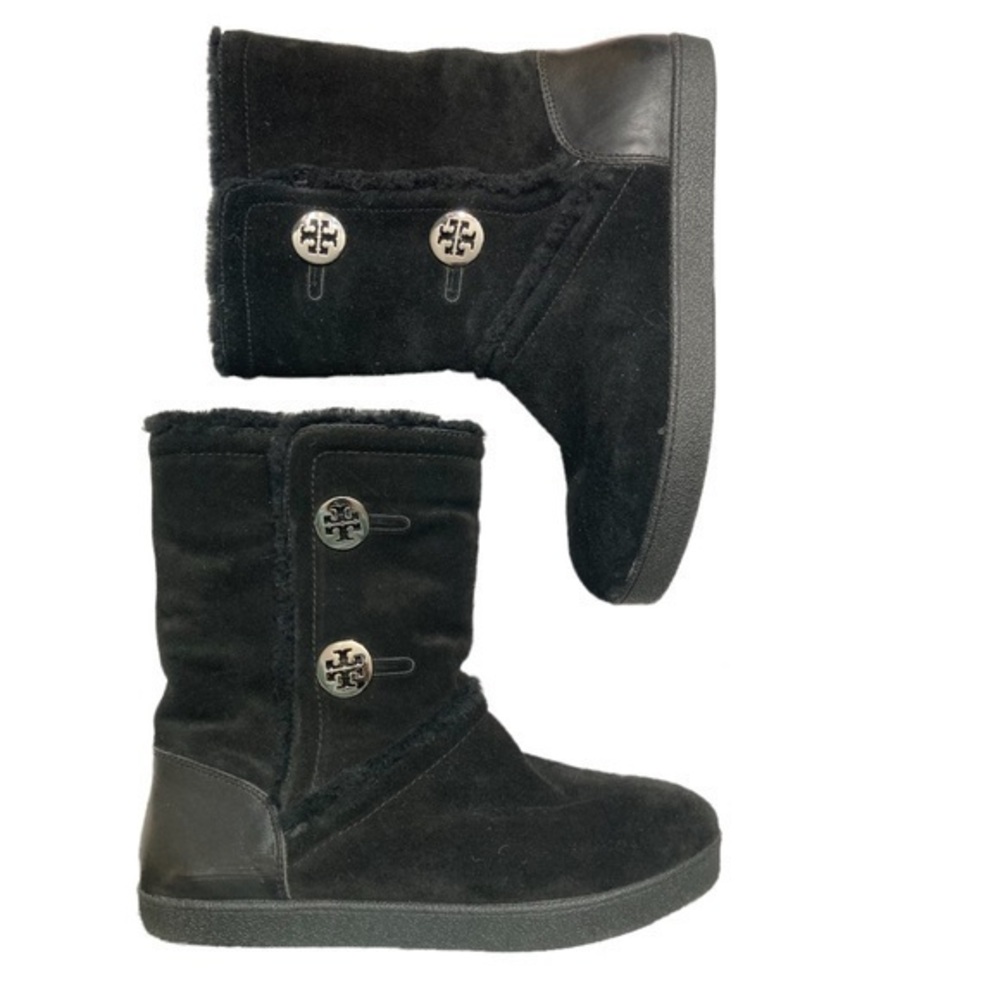Tory Burch authentic suede shearling black boots